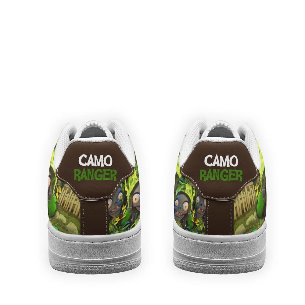 Plants Vs Zombies Camo Ranger Low-Top Leather Sneakers Custom Name - Image 4