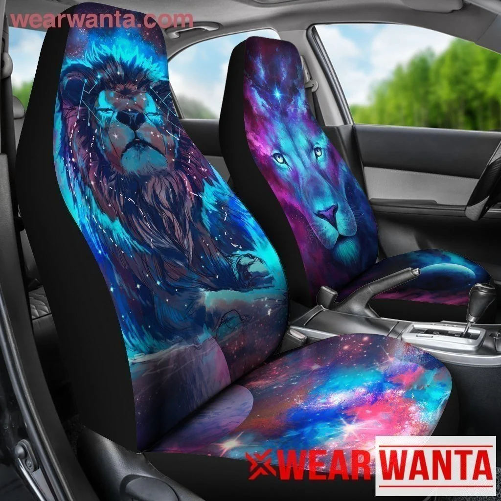 Galaxy Of Lion Neon Light Car Seat Covers LT03 - Image 4