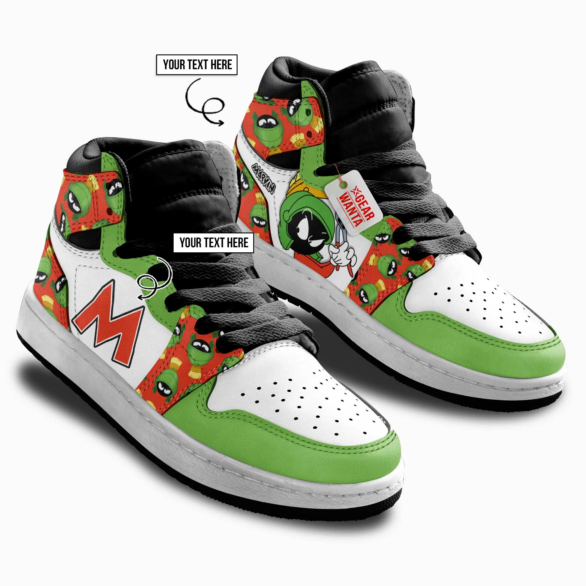 Marvin The Martian Kids High-Top Leather Sneakers - Image 3