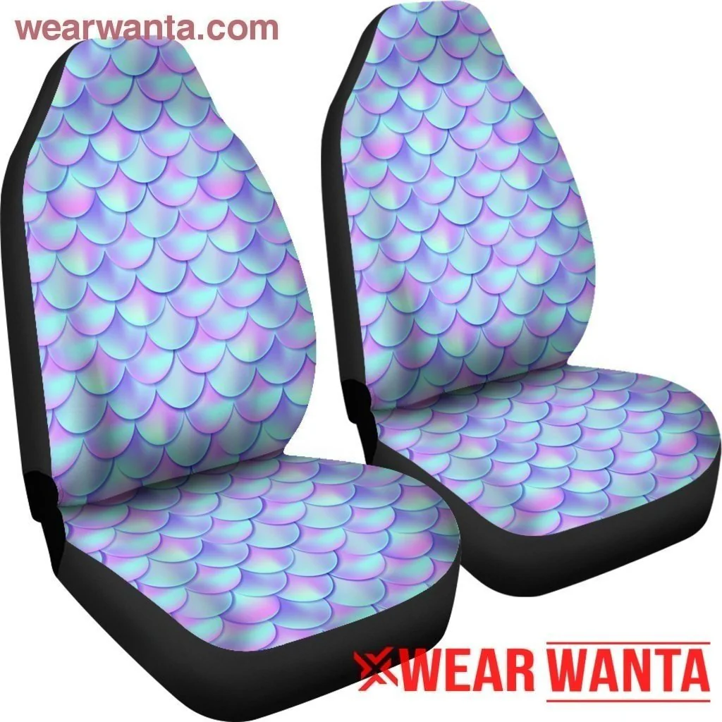 Mermaid Car Seat Covers Custom Scales Pink and Blue Car Decoration - Image 4