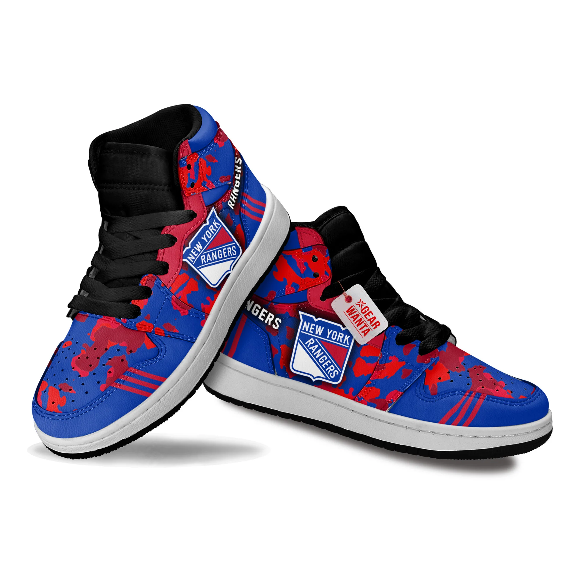 New York Rangers Kids High-Top Leather Sneakers Custom - Image 3
