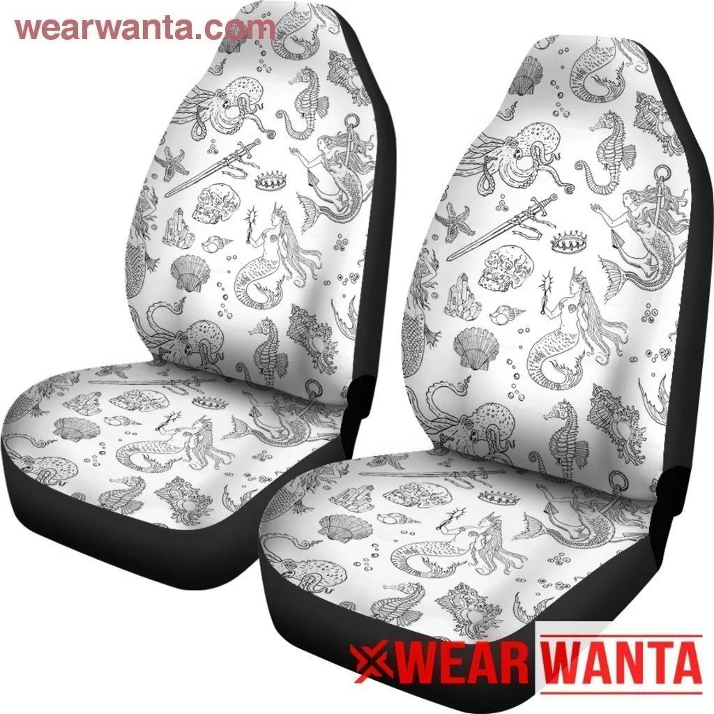 Ocean Sea Animals Black & White Car Seat Covers LT03 - Image 3