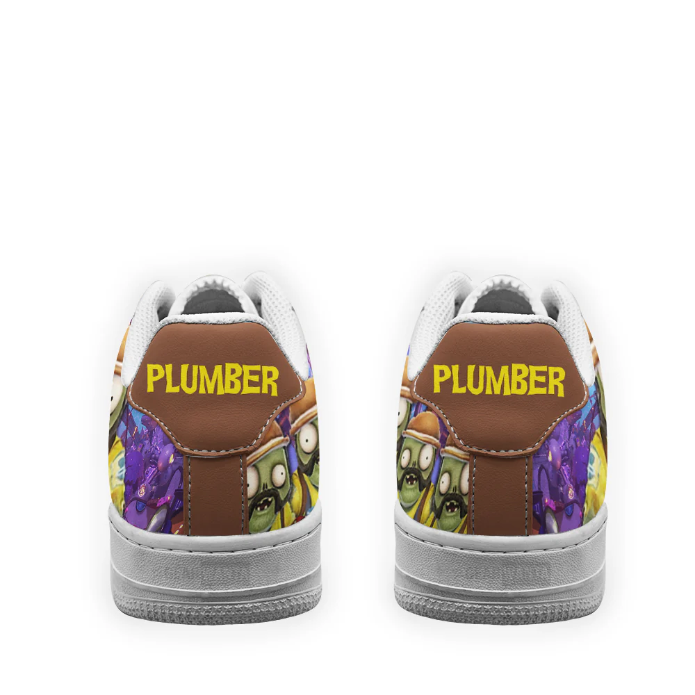 Plants Vs Zombies Plumber Low-Top Leather Sneakers Custom Name - Image 4