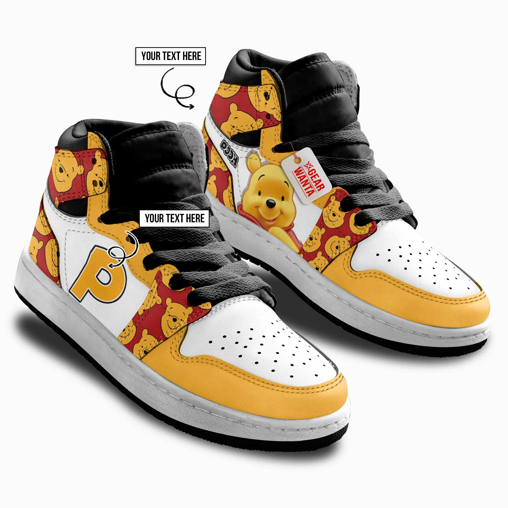 Pooh Kids High-Top Leather Sneakers - Image 3
