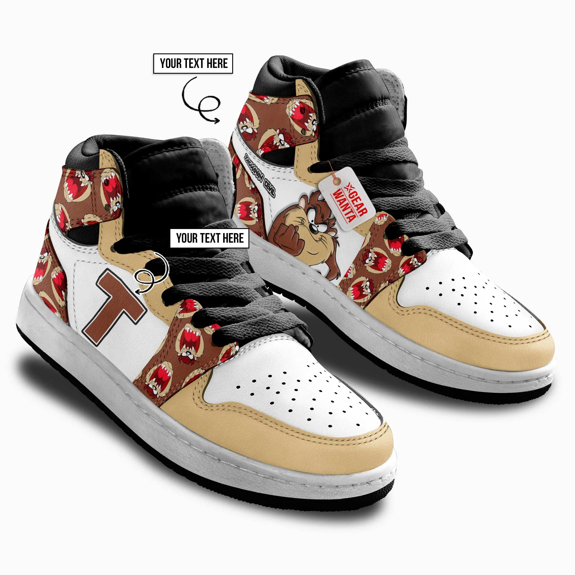 Tasmanian Devil Kids High-Top Leather Sneakers - Image 3