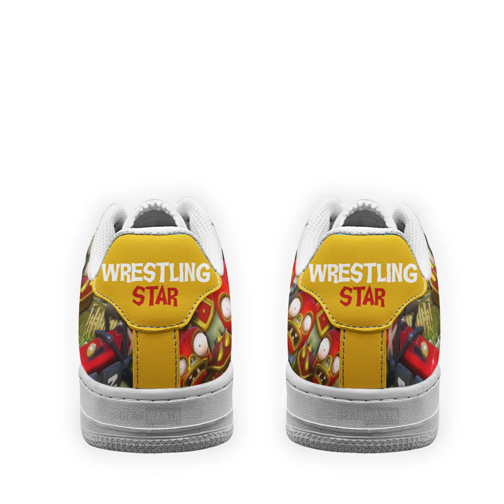 Plants Vs Zombies Wrestling Star Low-Top Leather Sneakers Custom Name - Image 4